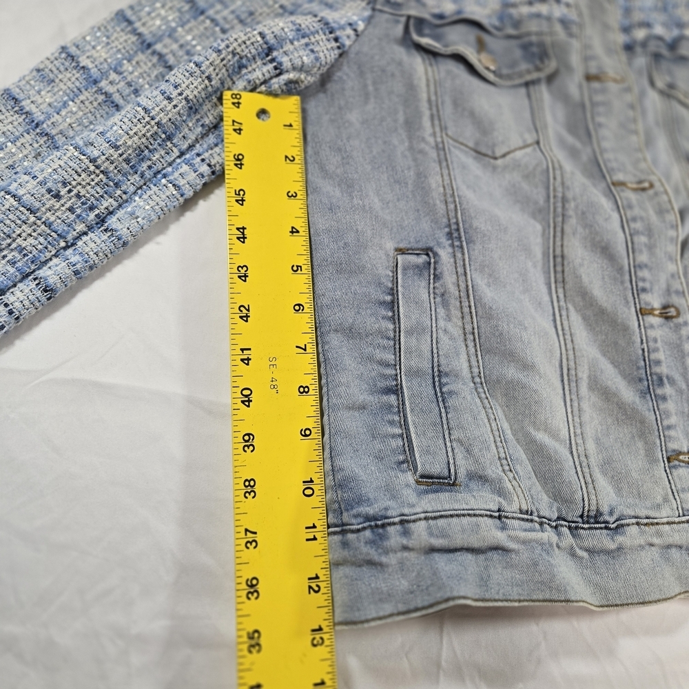 VENUS Blue Denim and Tweed Jacket Vintage Feminine Festival - Picture 9 of 13